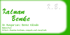 kalman benke business card